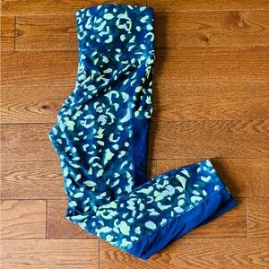 Women's Vibrant Blue and Green Patterned Leggings